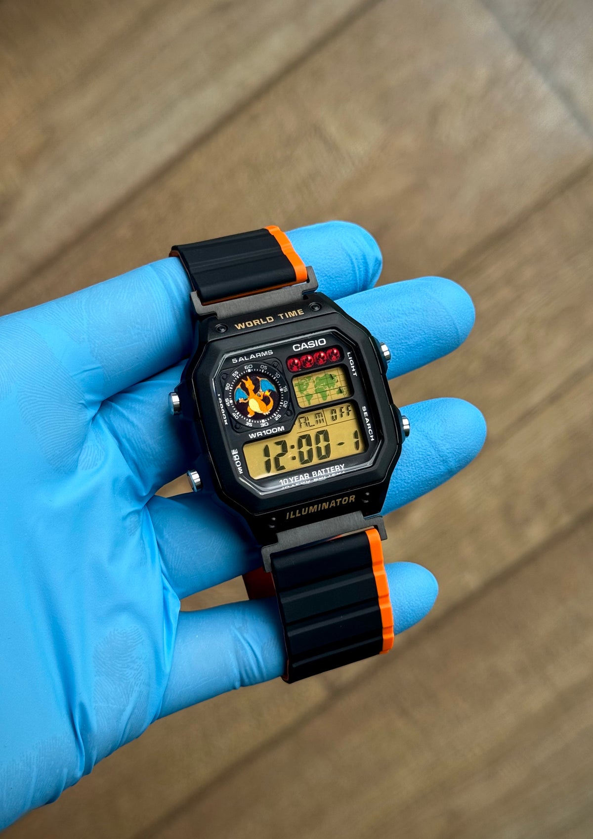 Custom Charizard Pokemon Mod Casio AE1200 Royale