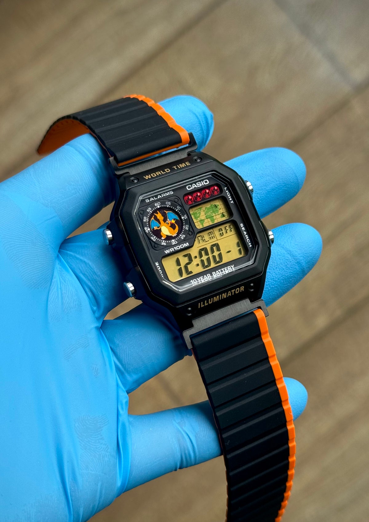 Custom Charizard Pokemon Mod Casio AE1200 Royale